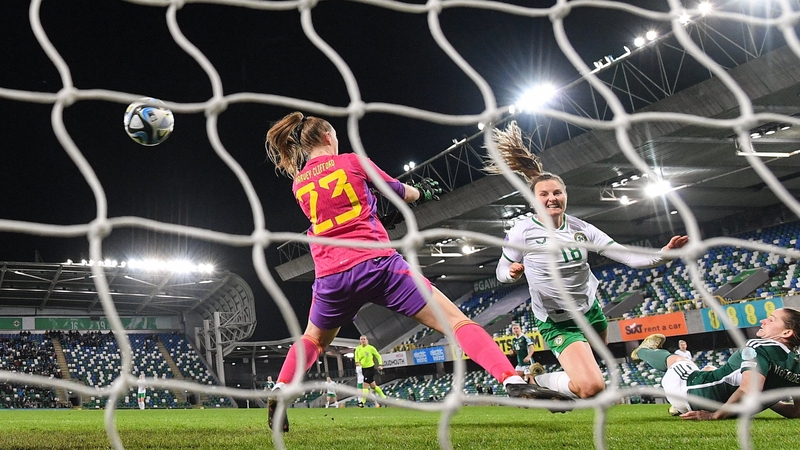 Kyra Carusa heads home the Republic of Ireland's third goal of the night