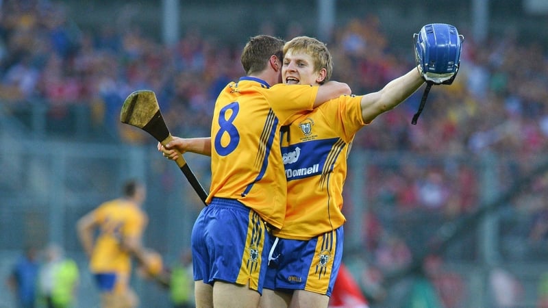 Podge Collins (R) celebrates with Colm Galvin after Clare's 2013 All-Ireland win