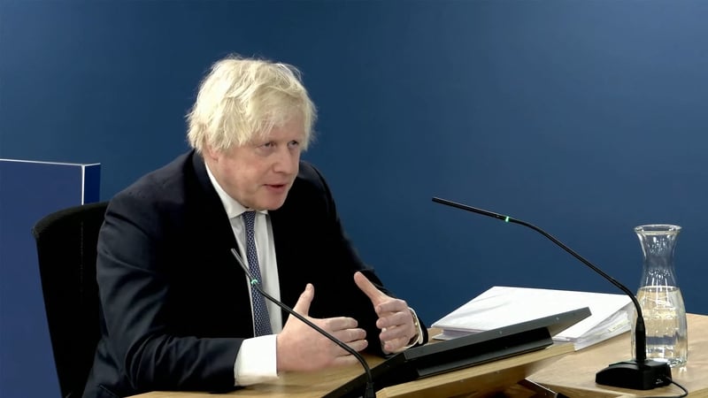 Former British prime minister Boris Johnson at the Covid-19 inquiry