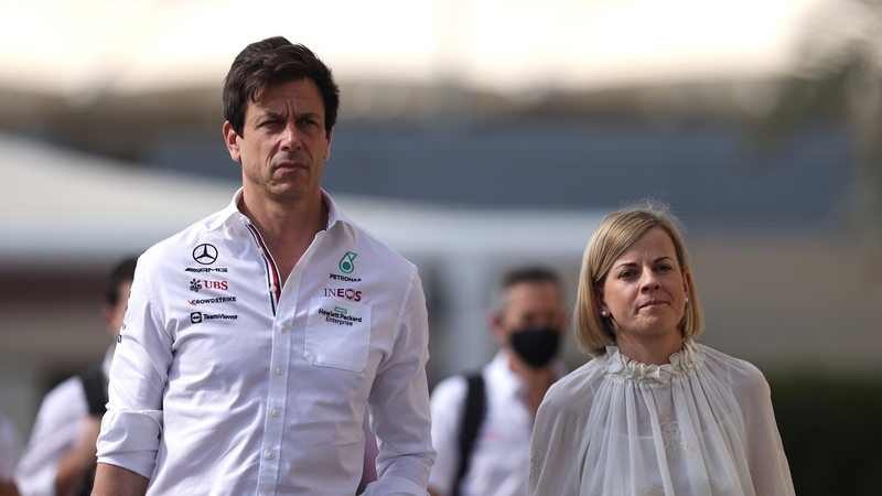 Mercedes GP executive director Toto Wolff with his wife Susie Wolff, the managing director of the F1 Academy