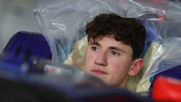 Alex Dunne in the garage during day one of Formula 3 Testing at Imola in October where he would top the timesheets