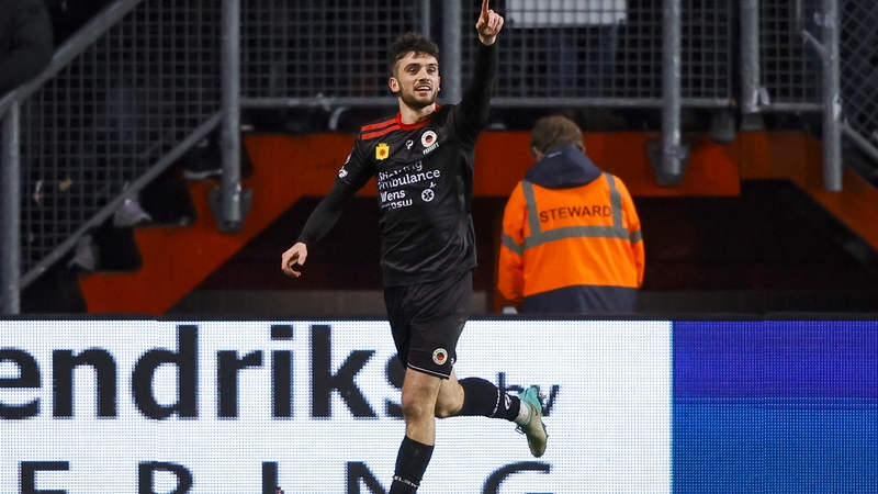 Troy Parrott celebrates after scoring for Excelsior