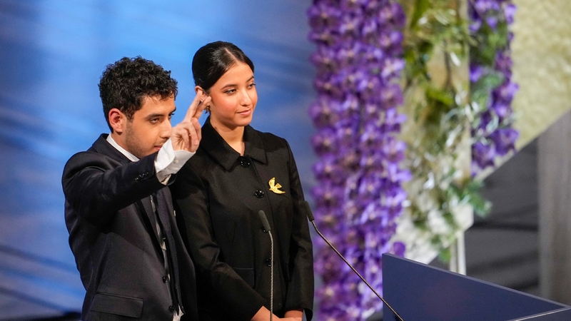 Kiana Rahmani and Ali Rahmani, children of the 2023 Nobel Peace Prize laureate Narges Mohammadi