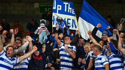 Mark Collins holds the Munster cup aloft
