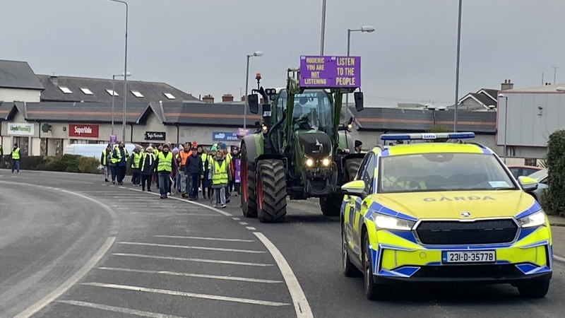 A number of people marched from Rosslare village to the centre of the port