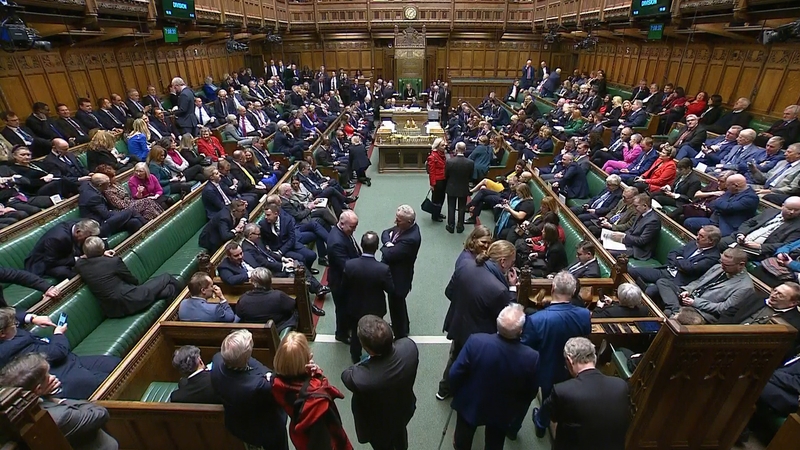MPs listening to the result of the vote in the House of Commons this evening