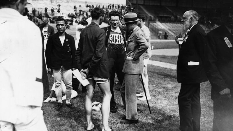 Irish sprinter Sean Lavan pictured during the Olympic Games at Colombes Stadium in Paris on 9 July 1924