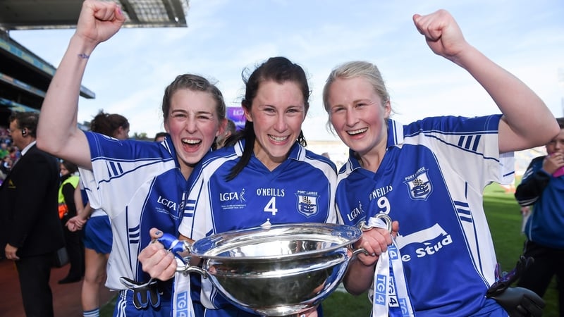 Aileen Wall (L) pictured with her sisters Linda (C) and Mairead after winning the 2015 All-Ireland Intermediate title with Waterford
