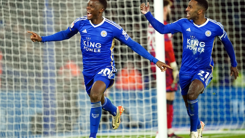 Leicester City's Patson Daka (left) celebrates