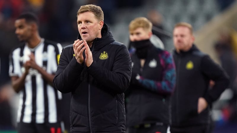 Newcastle United manager Eddie Howe applauds the fans after his side's Champions League exit