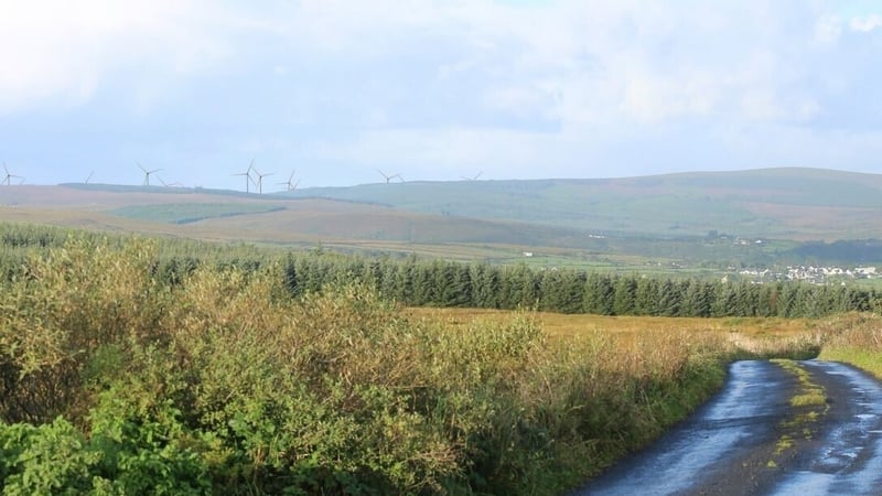 An architect's visualisation of the proposed Glenora Wind Farm in North Mayo from along the Western Way. Picture source: SSE Renewables