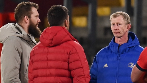 RG Snyman (l) and Leo Cullen pictured at a URC game in 2022