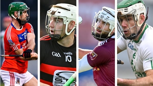 (l-r) David Burke St Thomas', Dessie Hutchinson Basllygunner, Neil McManus Cushendall, Paddy Deegan of O'Loughlin Gaels