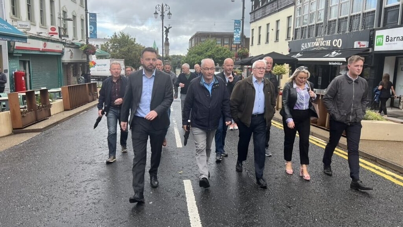 Colum Eastwood (L) walked to court with the families of those who were killed on Bloody Sunday