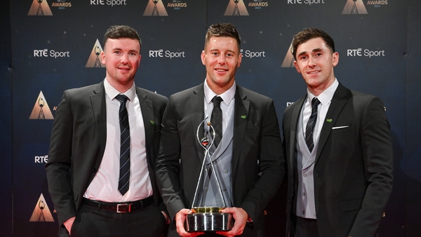Limerick hurlers, from left, Declan Hannon, Dan Morrissey and Barry Nash with the Team of the Year award