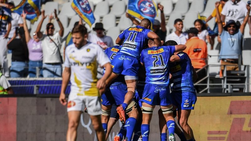 The Stormers celebrate their late win over La Rochelle