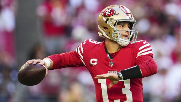 Brock Purdy of the San Francisco 49ers in action against the Arizona Cardinals