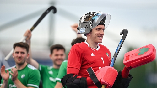 Ireland goalkeeper David Harte after the Men's EuroHockey Championship Qualifier semi-final match against Scotland in July
