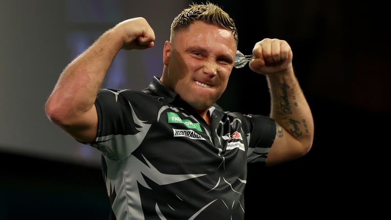 Gerwyn Price celebrates at the Ally Pally