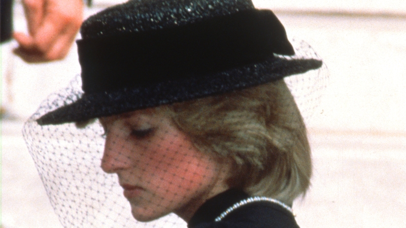 Diana, Princess of Wales, attending the funeral of Princess Grace of Monaco in September 1982
