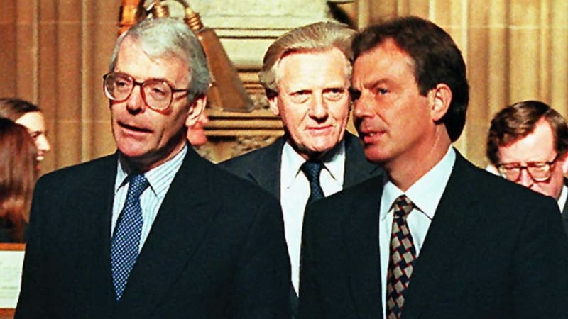 Irish officials raved about Labour Party leader Tony Blair, seen here with with electoral adversary, UK PM John Major, the first Tory leader he would defeat, but far from the last