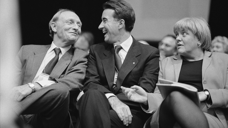Peter Mandelson and Mo Mowlan, who he would replace as northern secretary, with former Labour leader Neil Kinnock at the party Conference in 1997