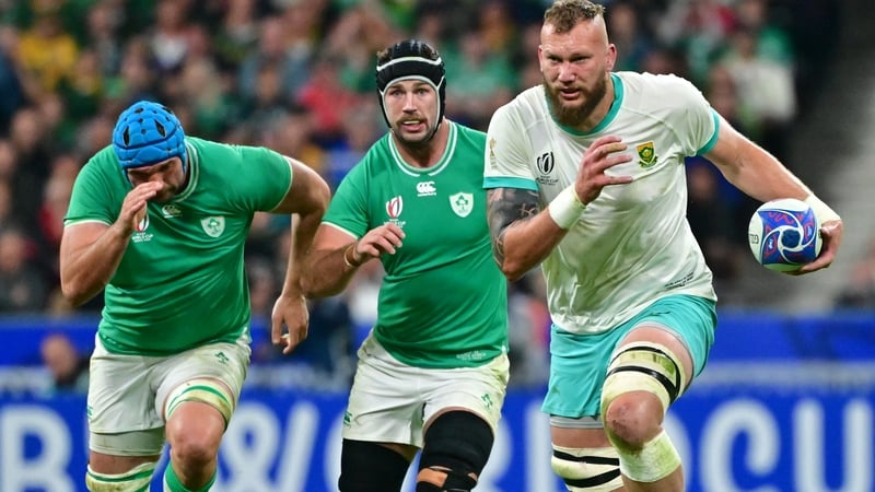 RG Snyman (r) in action for South Africa against Ireland at the World Cup