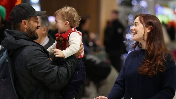 Adriano from Australia was welcomed home by his son Luca and his wife Catherine from Co Antrim yesterday morning