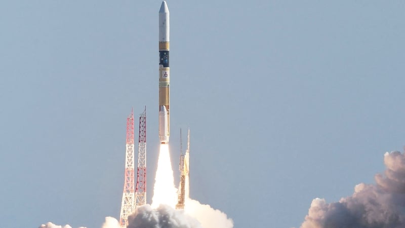 The H-IIA rocket carrying the SLIM probe blasts off from the Tanegashima Space Centre in September
