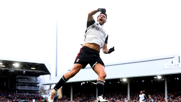 Raul Jimenez celebrates his equaliser in an eventual 2-1 win for Fulham over Arsenal