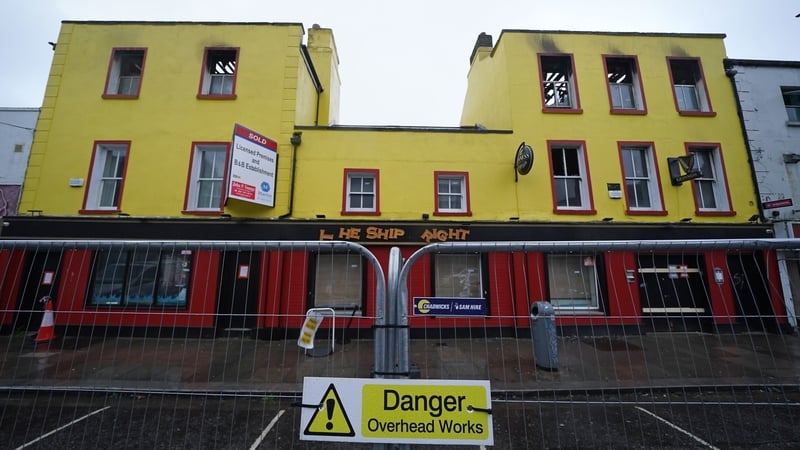 The fire broke out at the former Shipwright pub, also known as Sally's Bar, in Ringsend yesterday