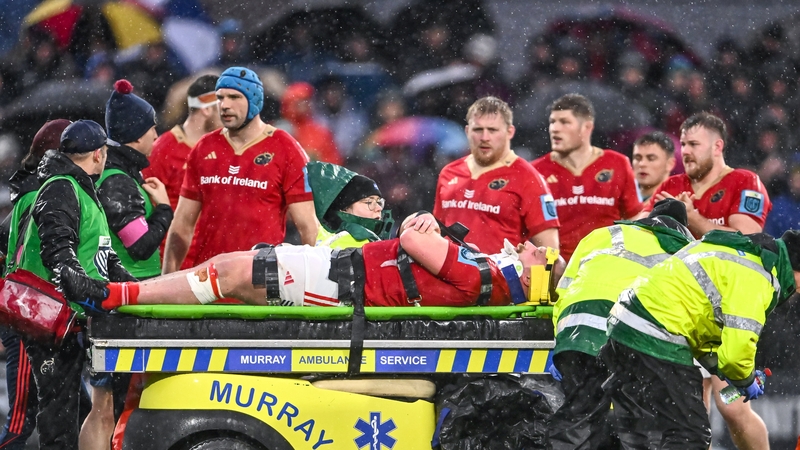 Oli Jager was carted off with a head injury early in the game
