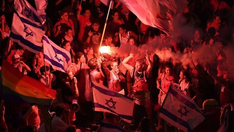 A protest last August against the reforms