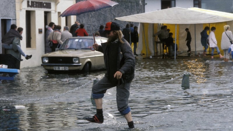 Same as it ever was: navigating the floods in Galway in 1988. Photo: Nutan/Gamma-Rapho via Getty Images