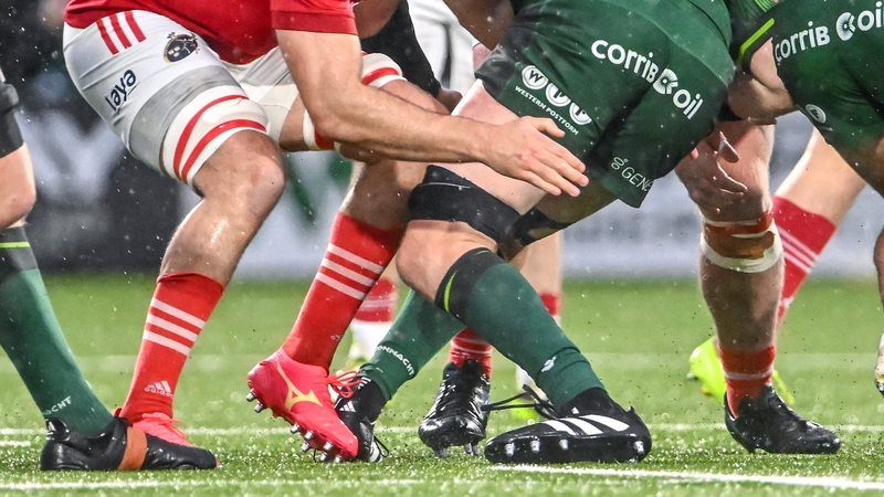 Munster and Connacht players in action at the Sportsground