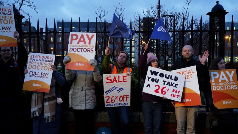 Junior doctors begin the six-day strike at the Royal Victoria Infirmary in Newcastle