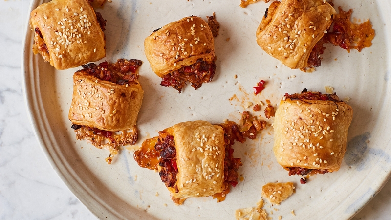 These make a lovely change from the usual veggie sausagemeat-filled rolls.