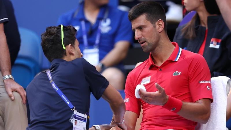 Novak Djokovic needed treatment on his wrist during the straight set defeat