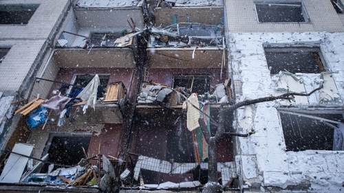 The New Year period say an intensification of Russian attacks on Ukraine, including on this residential building in Kyiv