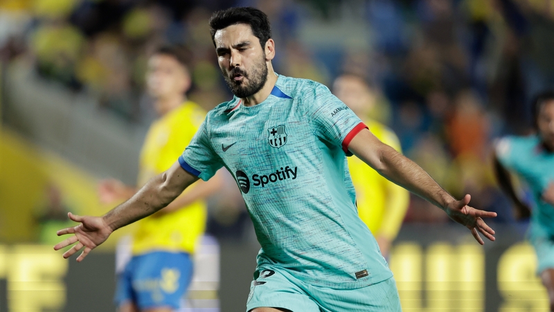 Ilkay Gundogan celebrates his match-winning goal against Las Palmas