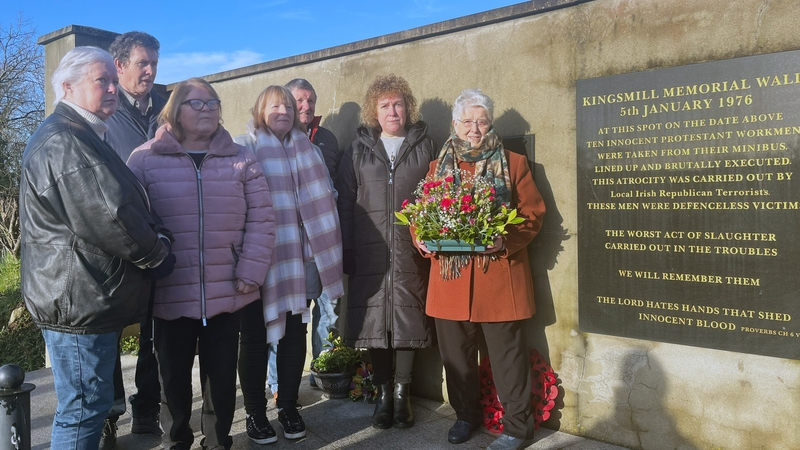 Relatives of the victims attend the memorial at the site of the ambush in south Armagh