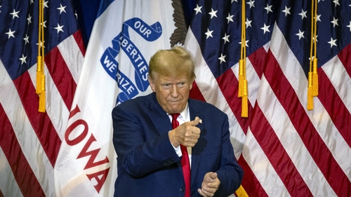 Donald Trump during a 'Commit to Caucus' rally in Iowa