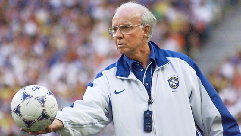 Mario Zagallo during the 1998 World Cup final, 28 years after he had guided his country to glory in Mexico