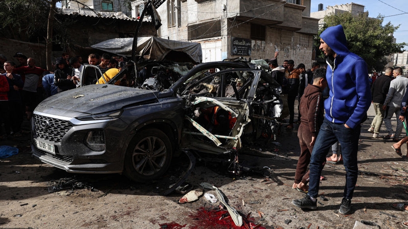 A wrecked car in Rafah, southern Gaza, earlier this week