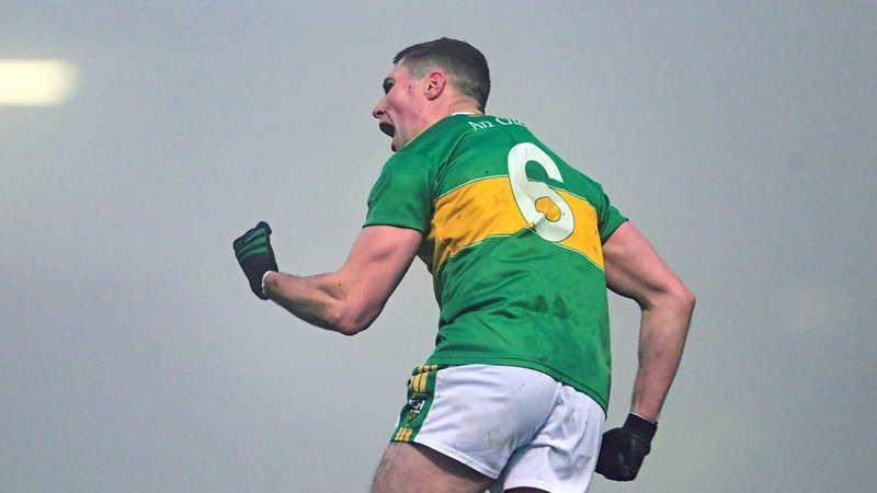 Glen centre-back Ciarán McFaul celebrates scoring a point in the All-Ireland semi-final victory over Kilmacud Crokes