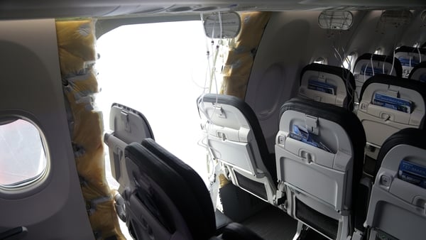 A piece of the fuselage was blown out on an Alaska Airlines-operated Boeing jet