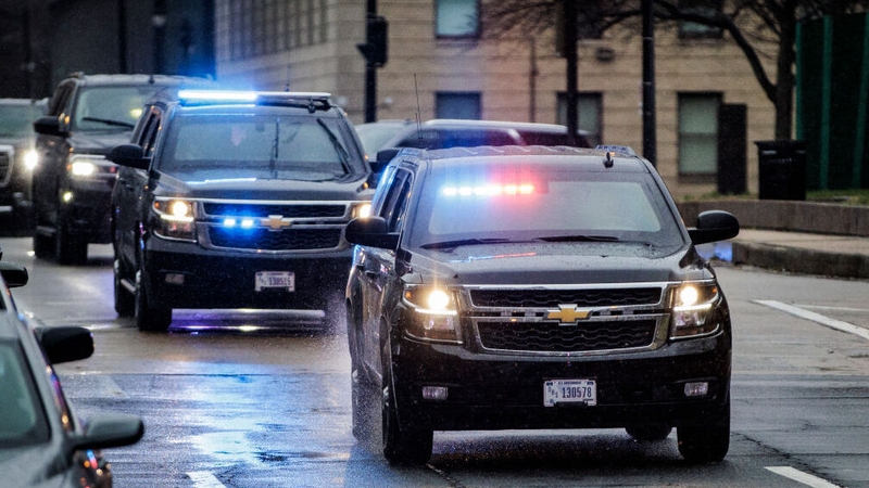 Donald Trump's motorcade arrives to the courthouse in Washington DC