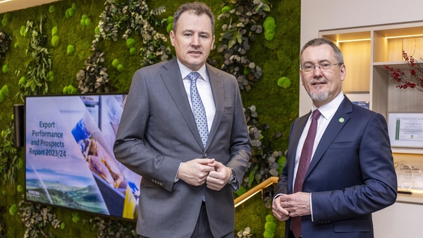 Minister for Agriculture, Food and the Marine, Charlie McConalogue and Bord Bia chief cxecutive Jim O'Toole
