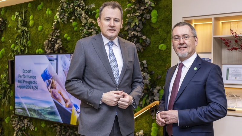 Minister for Agriculture, Food and the Marine, Charlie McConalogue and Bord Bia chief cxecutive Jim O'Toole