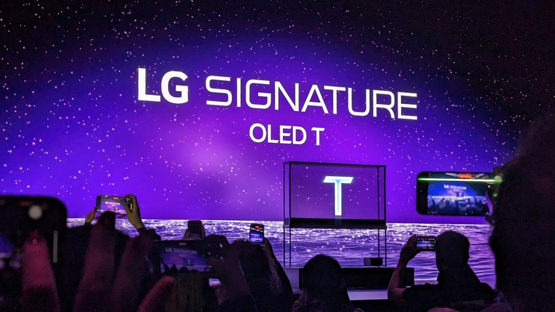 The new LG Signature OLED T TV, a transparent television, is presented at CES in Las Vegas this week